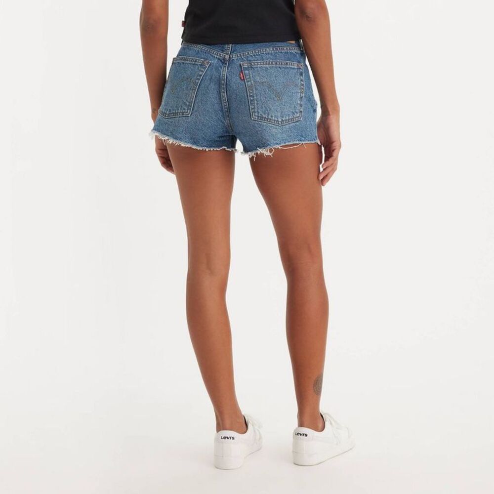 Levi's Blue Jean Shorts with Frayed Hem